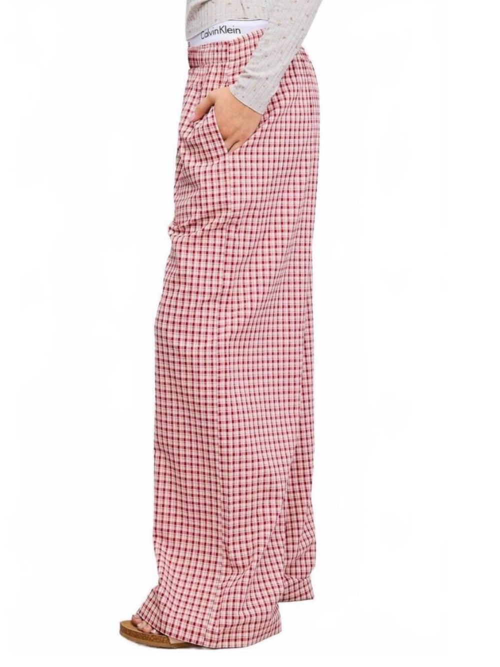Mimosa Ginham Checkered Wide Leg Lounge Pants Sz Sm. Like new. - Picture 3 of 10